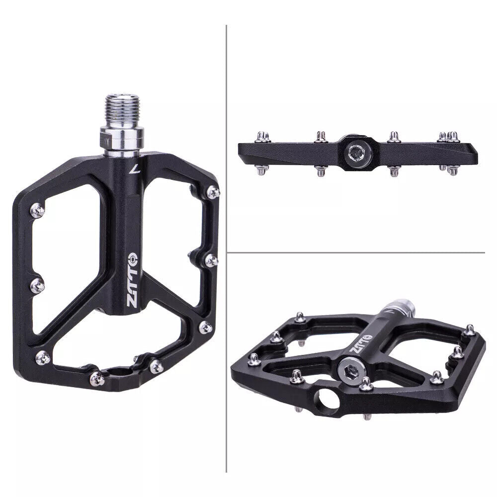 Premium Aluminum Flat Pedals - 9/16, Sealed Bearings - MTB and Road Bike Cycling