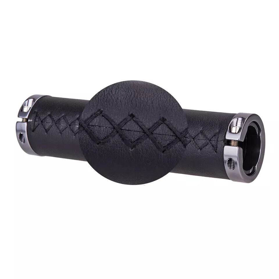Black Leather Grips Dual Lock-On Bike Road MTB Comfort