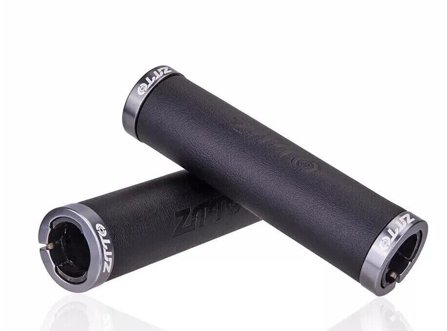 Black Leather Grips Dual Lock-On Bike Road MTB Comfort