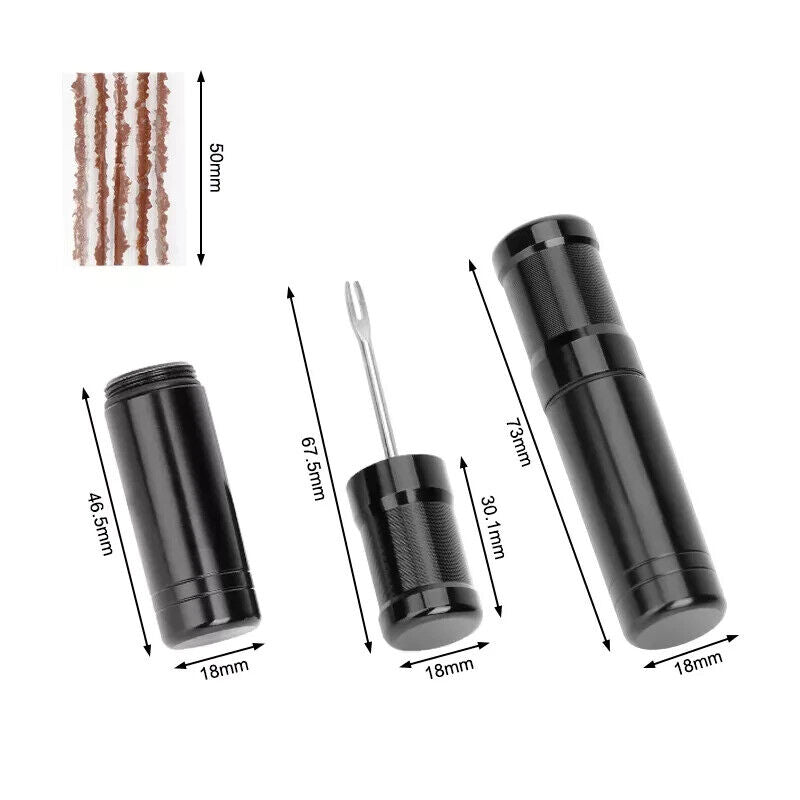 Tire Repair Tool Emergency Plug Kit Tubeless Portable Flat Fix Container
