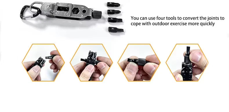 Keychain Multitool - Portable EDC Screwdriver Bottle Opener Hex Wrench