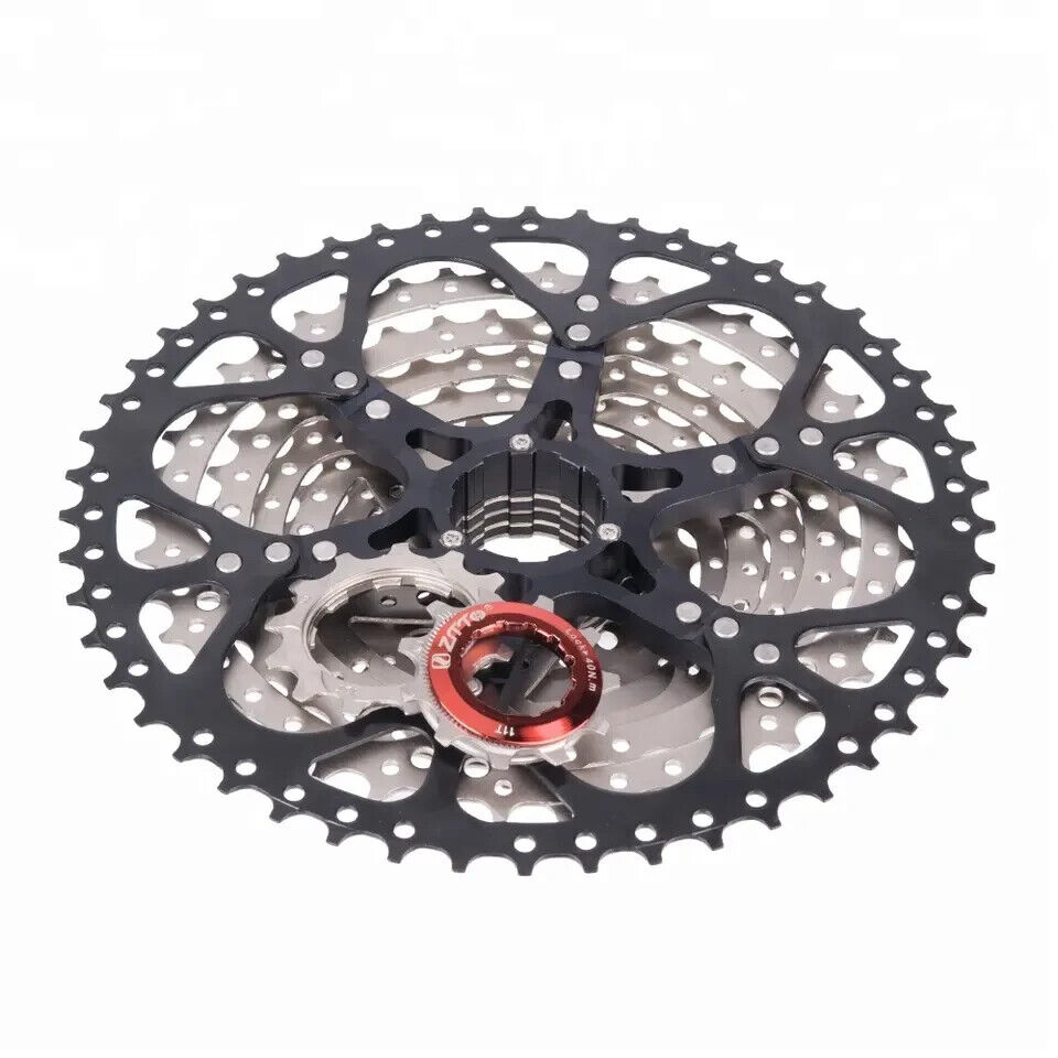 10-Speed Cassette 11-50T - Silver/Black MTB Mountain Bike Freewheel